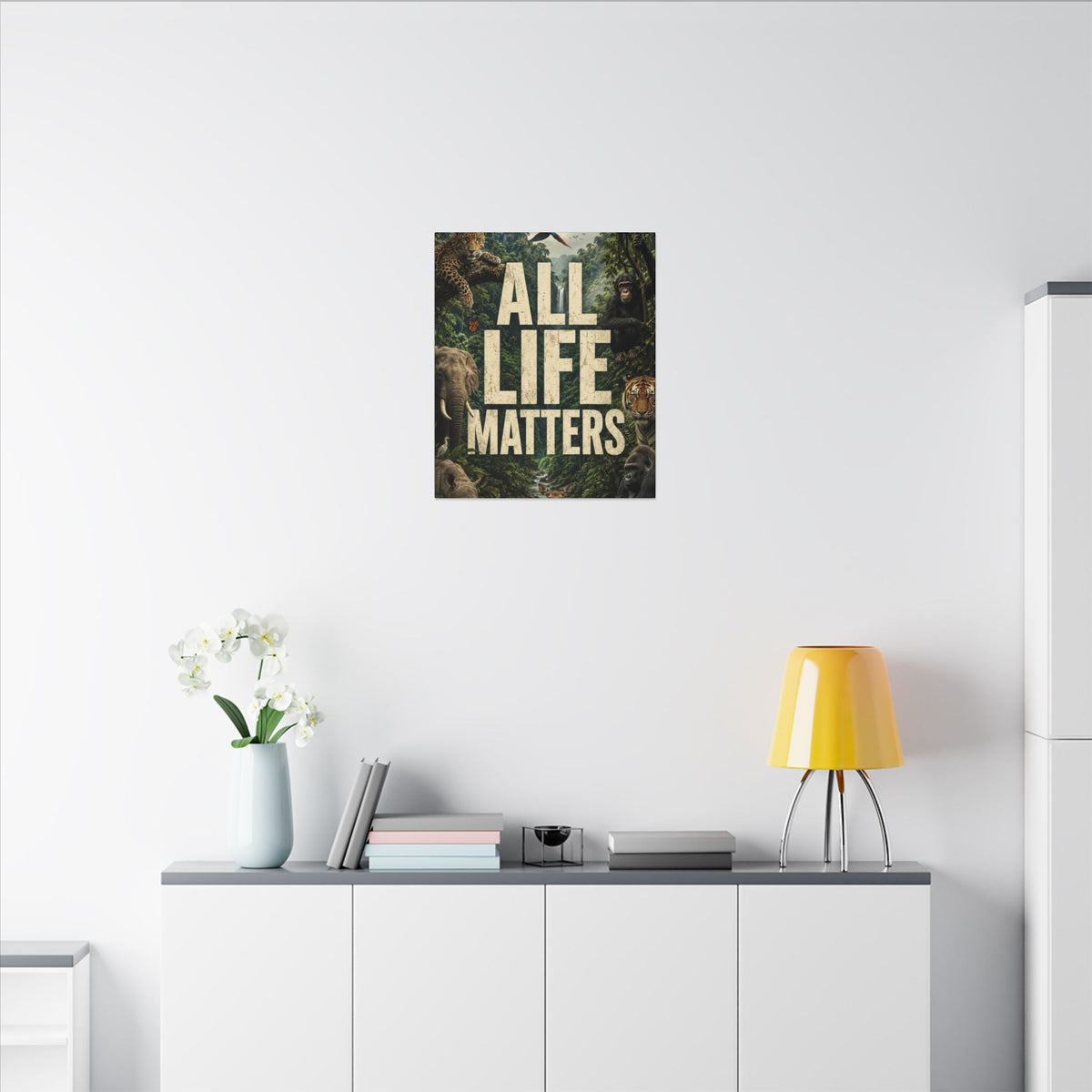 ALL LIFE MATTERS (Abstract art style) -  Earthsmart Canvas Wall Art. Jungle Wildlife ((Matte Stretched Print).