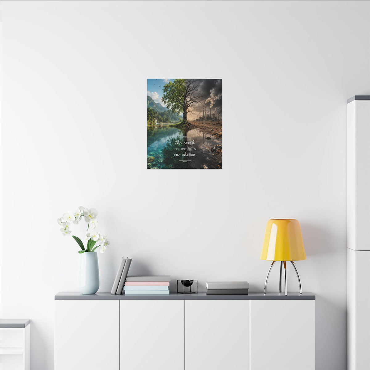 “THE EARTH REMEMBERS OUR CHOICES”. - Earthsmart Eco Art Wall Canvas.