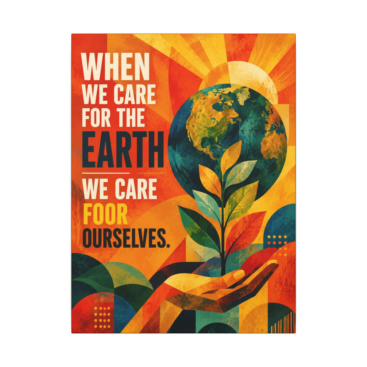 "WHEN WE CARE FOR EARTH, WE CARE FOR OUR SELVES" (Contemporary Abstract art). Earthsmart Eco Wall Art.