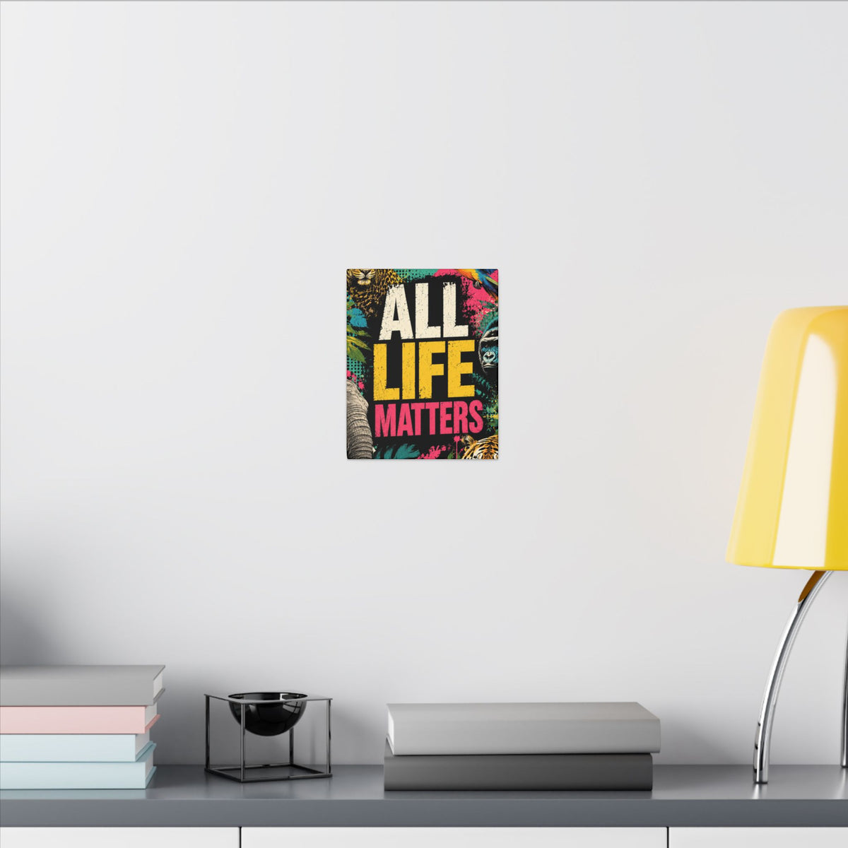 "ALL LIFE MATTERS" (Pop culture art style) - Earthsmart Canvas Wall Art. Jungle Wildlife. (Matte Stretched Print).