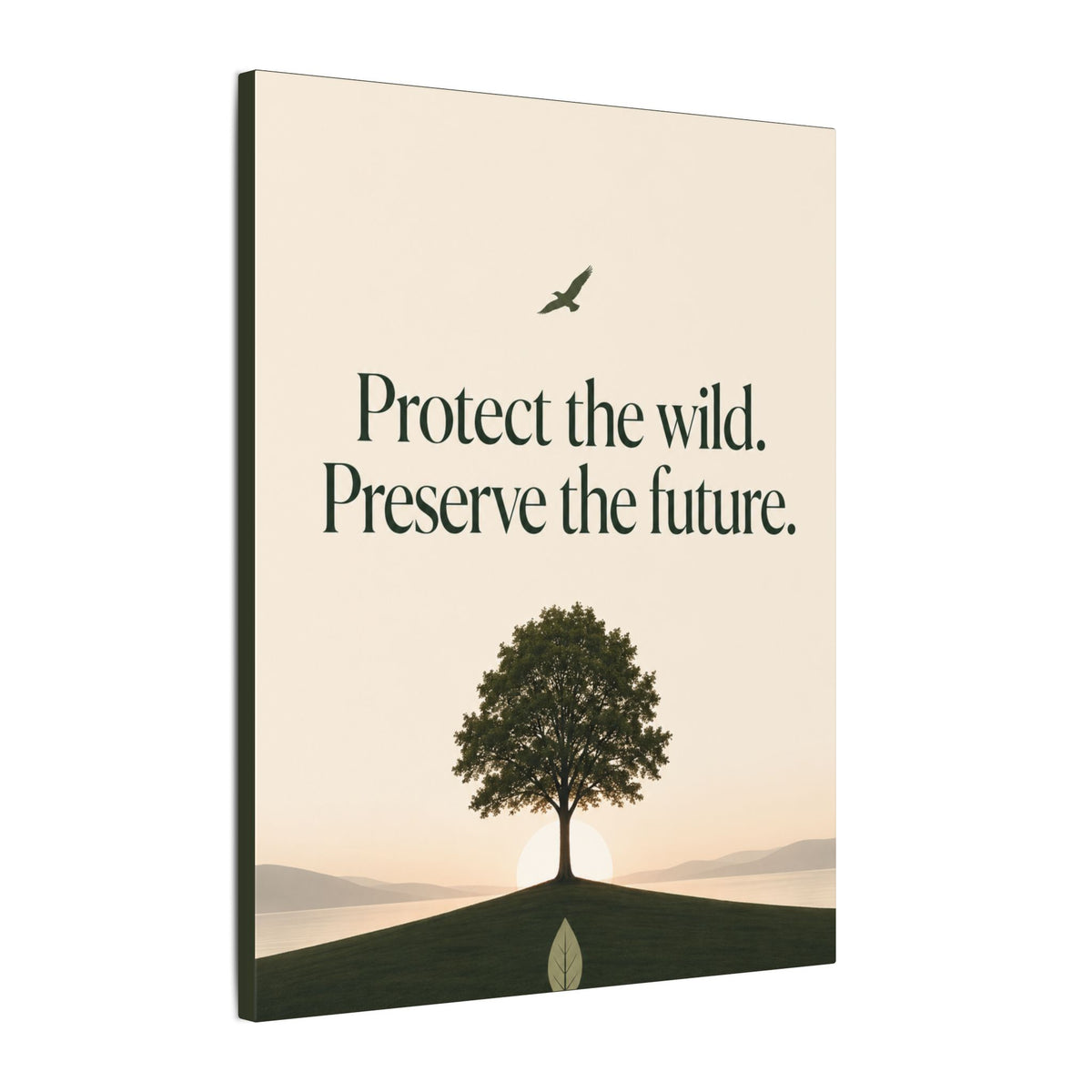 "PROTECT THE WILD PRESERVE THE FUTURE" (Minimalist art style). Earthsmart Eco Canvas Wall Art (Matte Stretched Print).