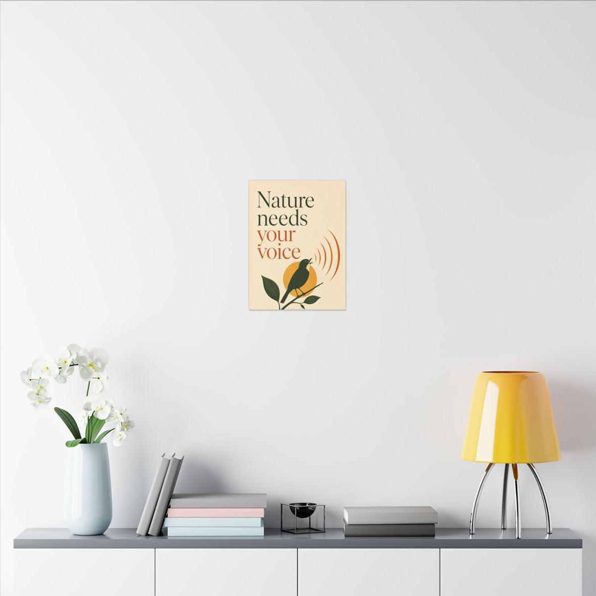 "NATURE NEEDS YOUR VOICE" (Minimalist art style). Earthsmart Eco Canvas Wall Art (Matte Stretched Print).