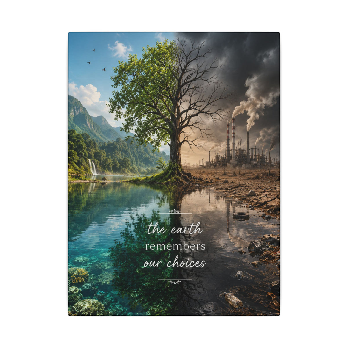 “THE EARTH REMEMBERS OUR CHOICES”. - Earthsmart Eco Art Wall Canvas.
