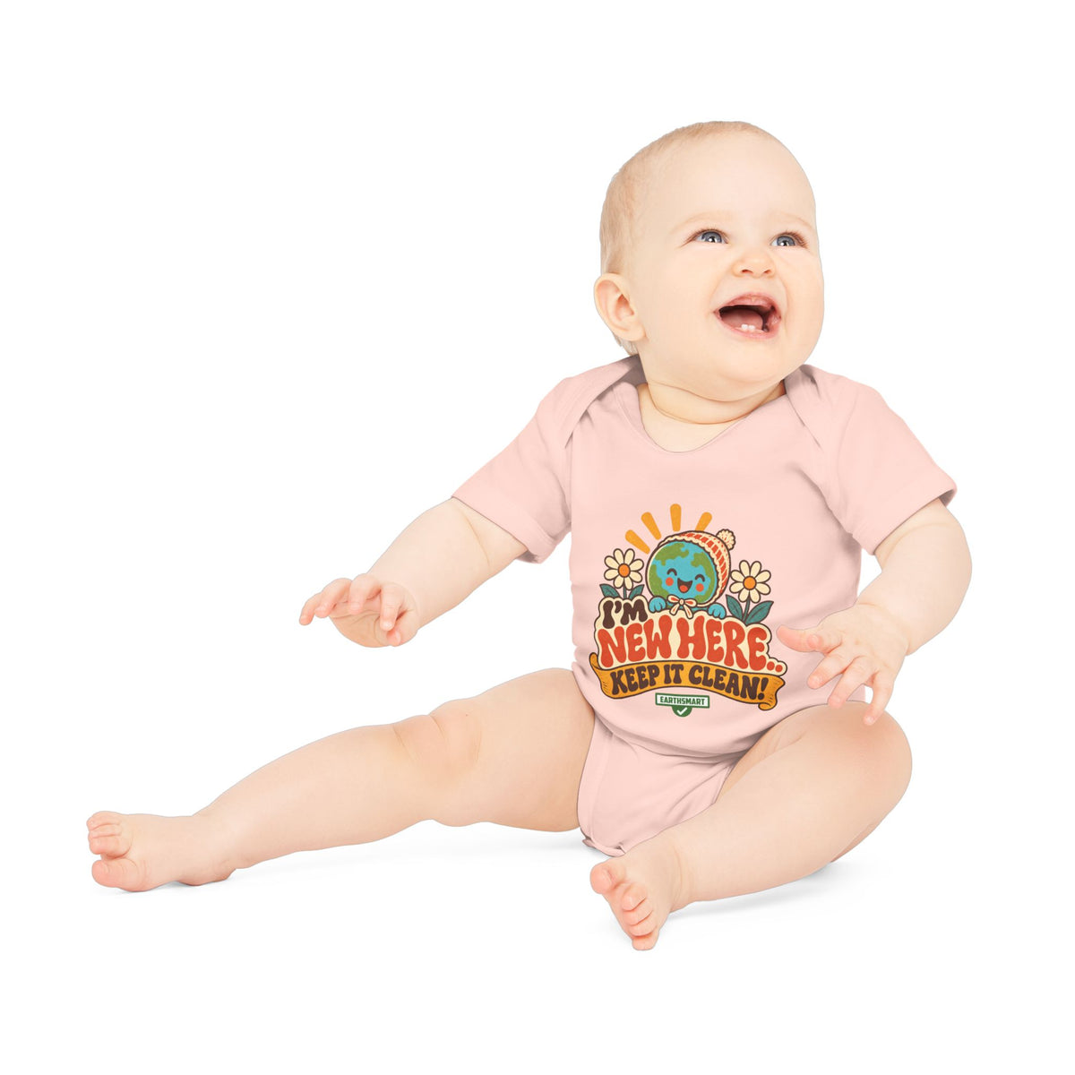 EARTHSMART BABY BODYSUIT — I'M NEW HERE, KEEP IT CLEAN -  ECO-FRIENDLY ORGANIC ONESIE (UNISEX) (0 - 18 MONTHS)