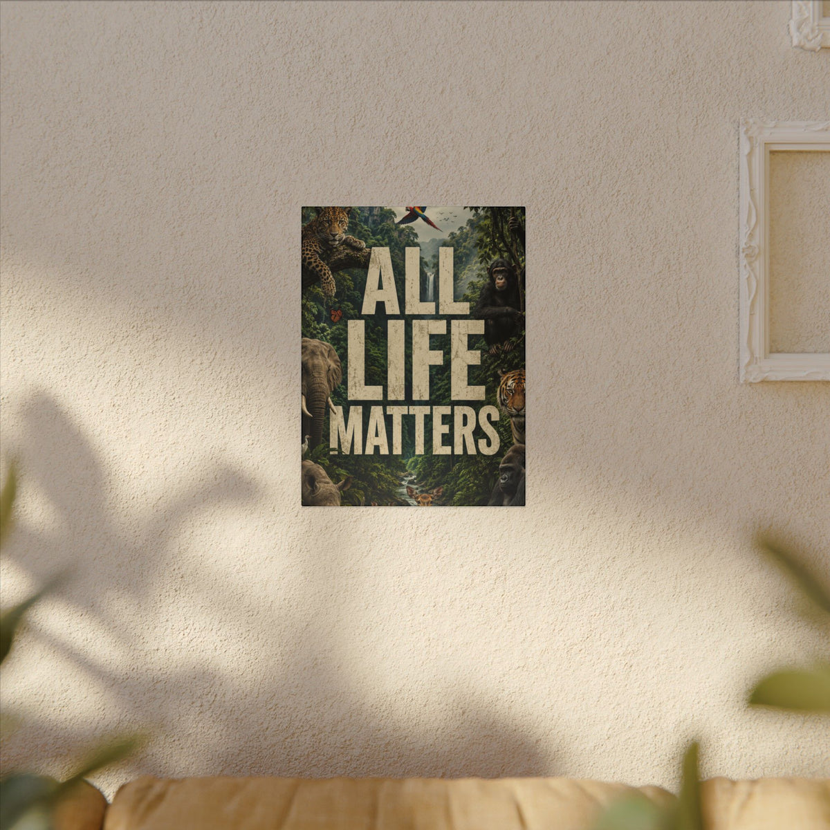 ALL LIFE MATTERS (Abstract art style) -  Earthsmart Canvas Wall Art. Jungle Wildlife ((Matte Stretched Print).