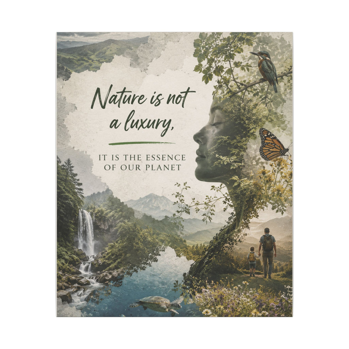 "Nature is not a luxury, it is the essence of our planet". Earthsmart Eco Canvas Wall Art (Matte Stretched Print).