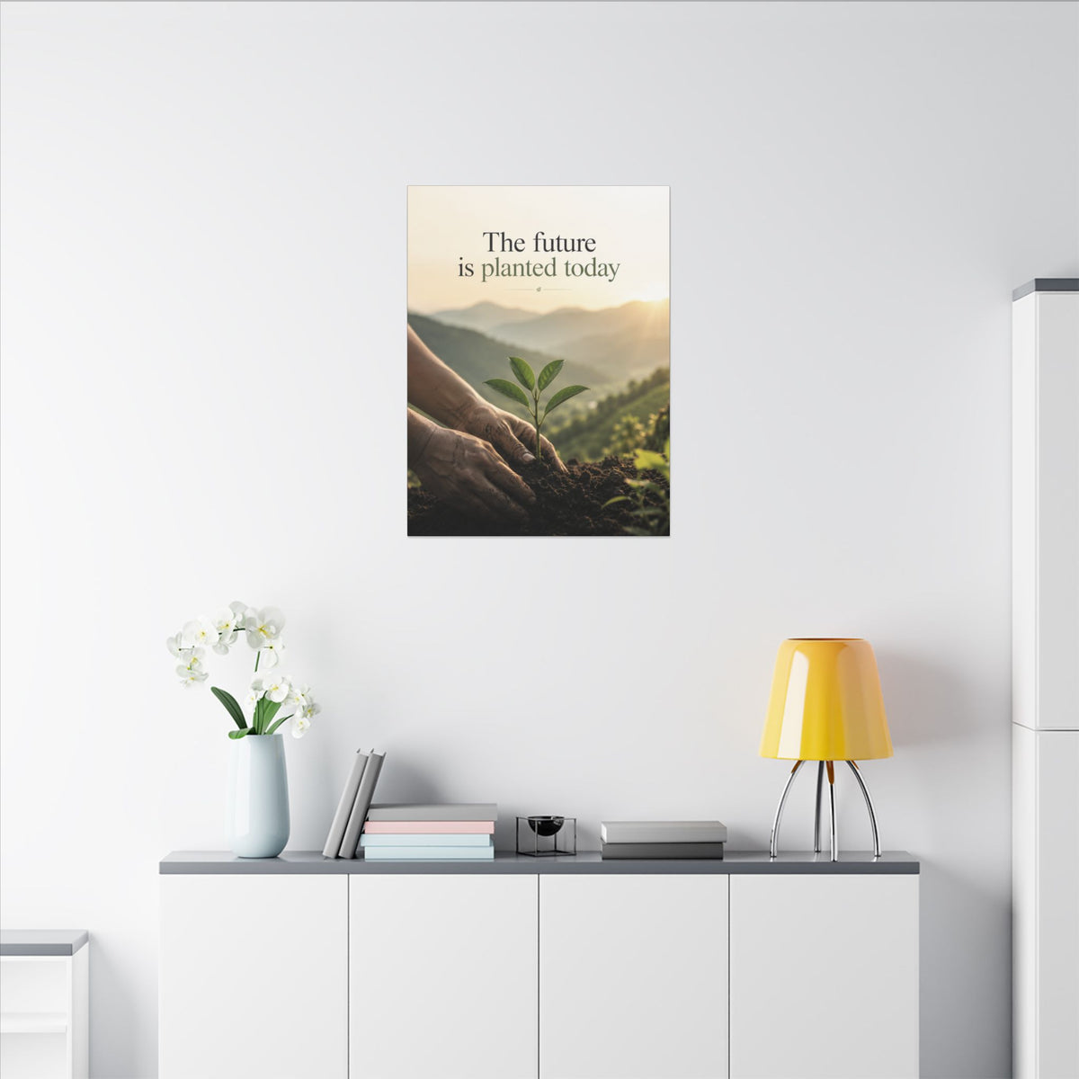 "THE FUTURE IS PLANTED TODAY". Earthsmart Eco Canvas Wall Art (Matte Stretched Print).