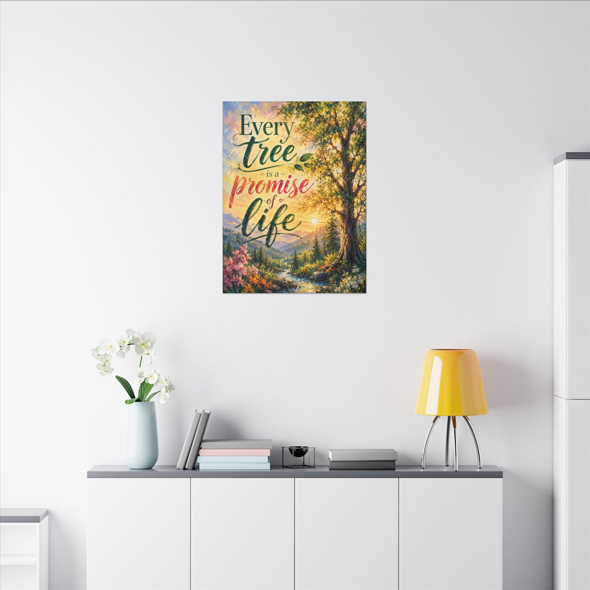 "EVERY TREE IS A PROMISE OF LIFE" (Impressionist art style). Earthsmart Eco Wall Art. (Stretched Canvas Print).