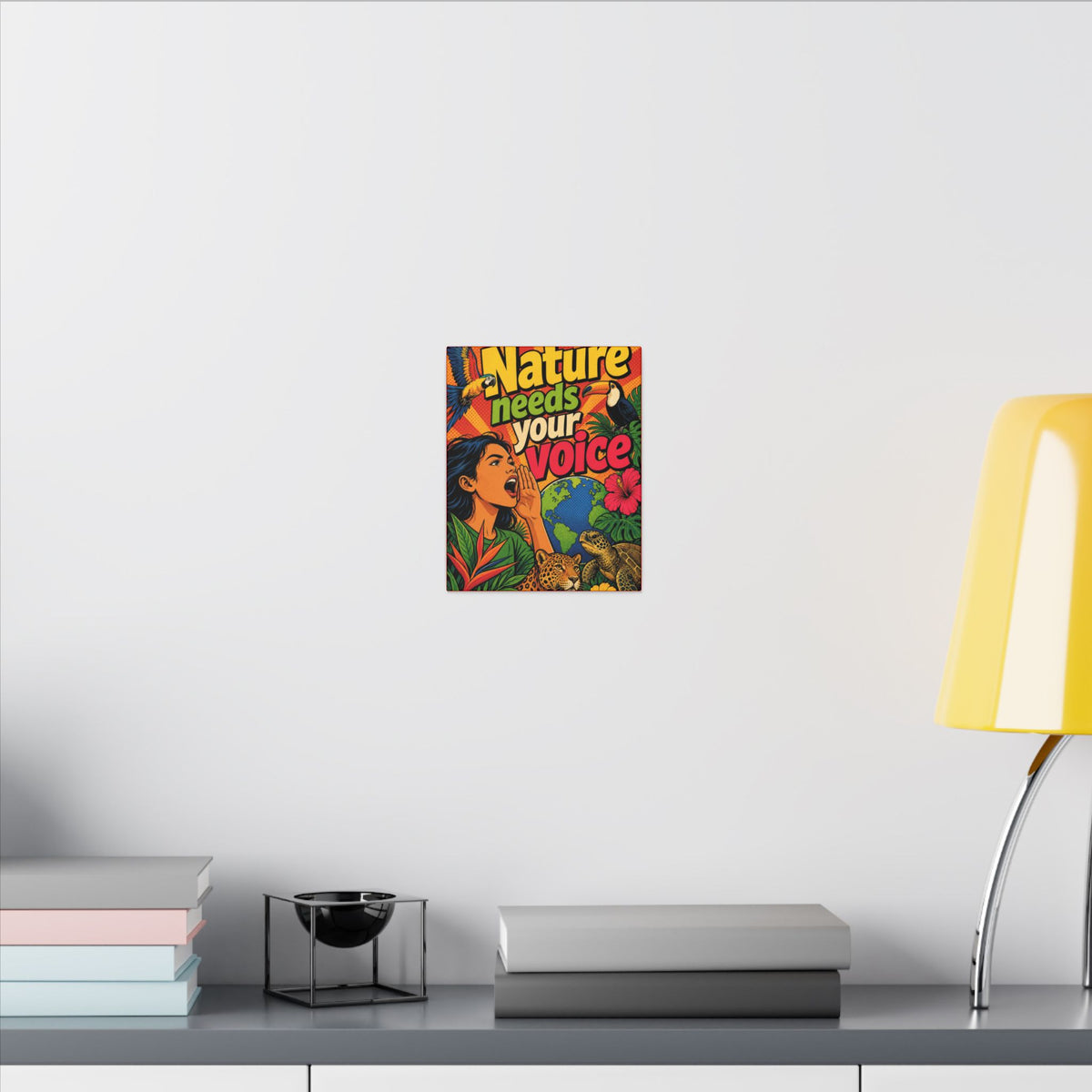 "NATURE NEEDS YOUR VOICE" (Pop art style). Earthsmart Eco Canvas Wall Art (Matte Stretched Print).