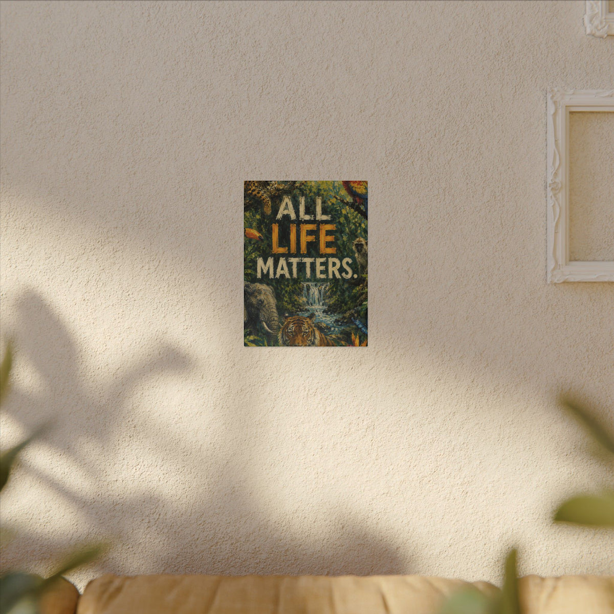"ALL LIFE MATTERS" (Impressionist art style) — Earthsmart Canvas Wall Art. Jungle Wildlife. (Matte Stretched Print)