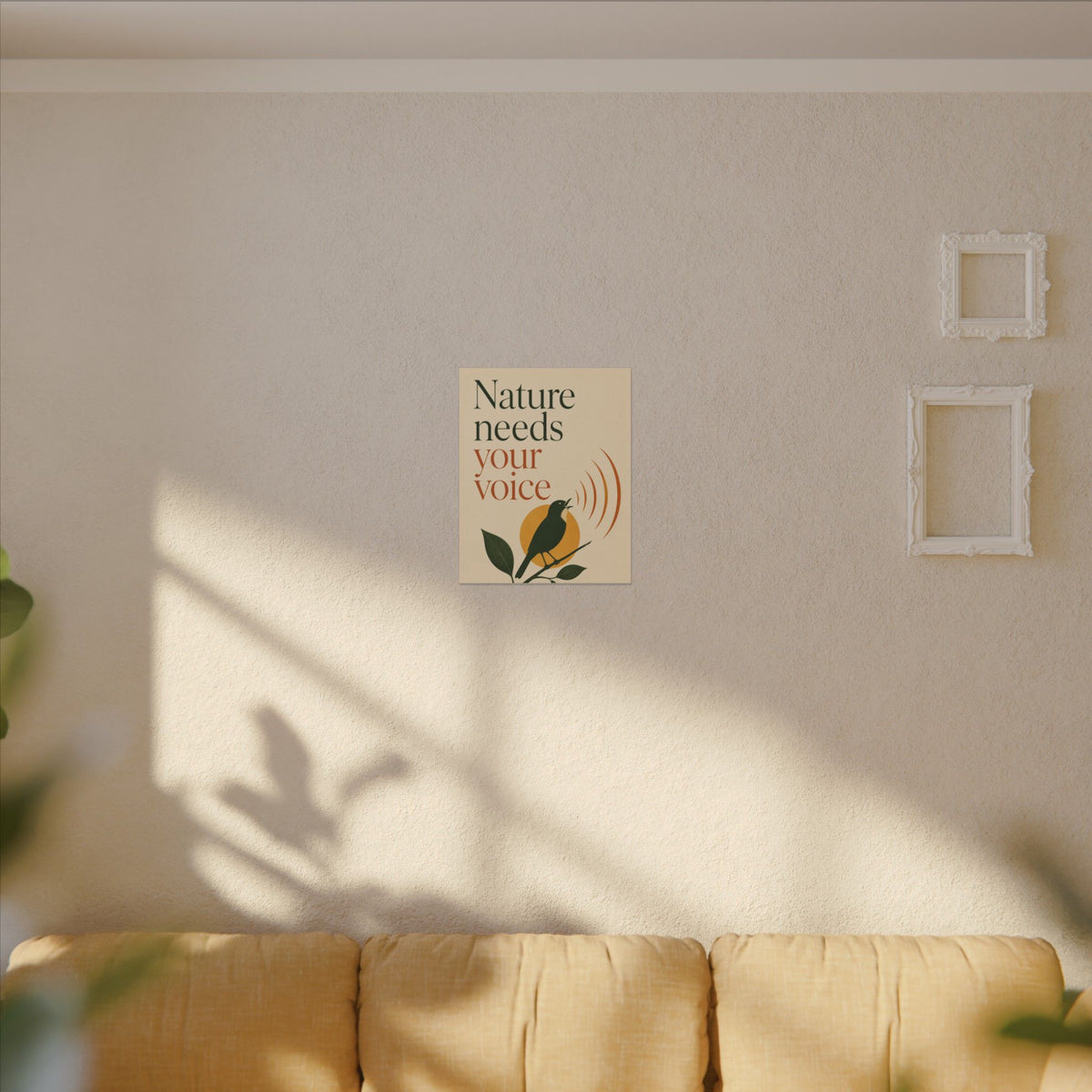 "NATURE NEEDS YOUR VOICE" (Minimalist art style). Earthsmart Eco Canvas Wall Art (Matte Stretched Print).