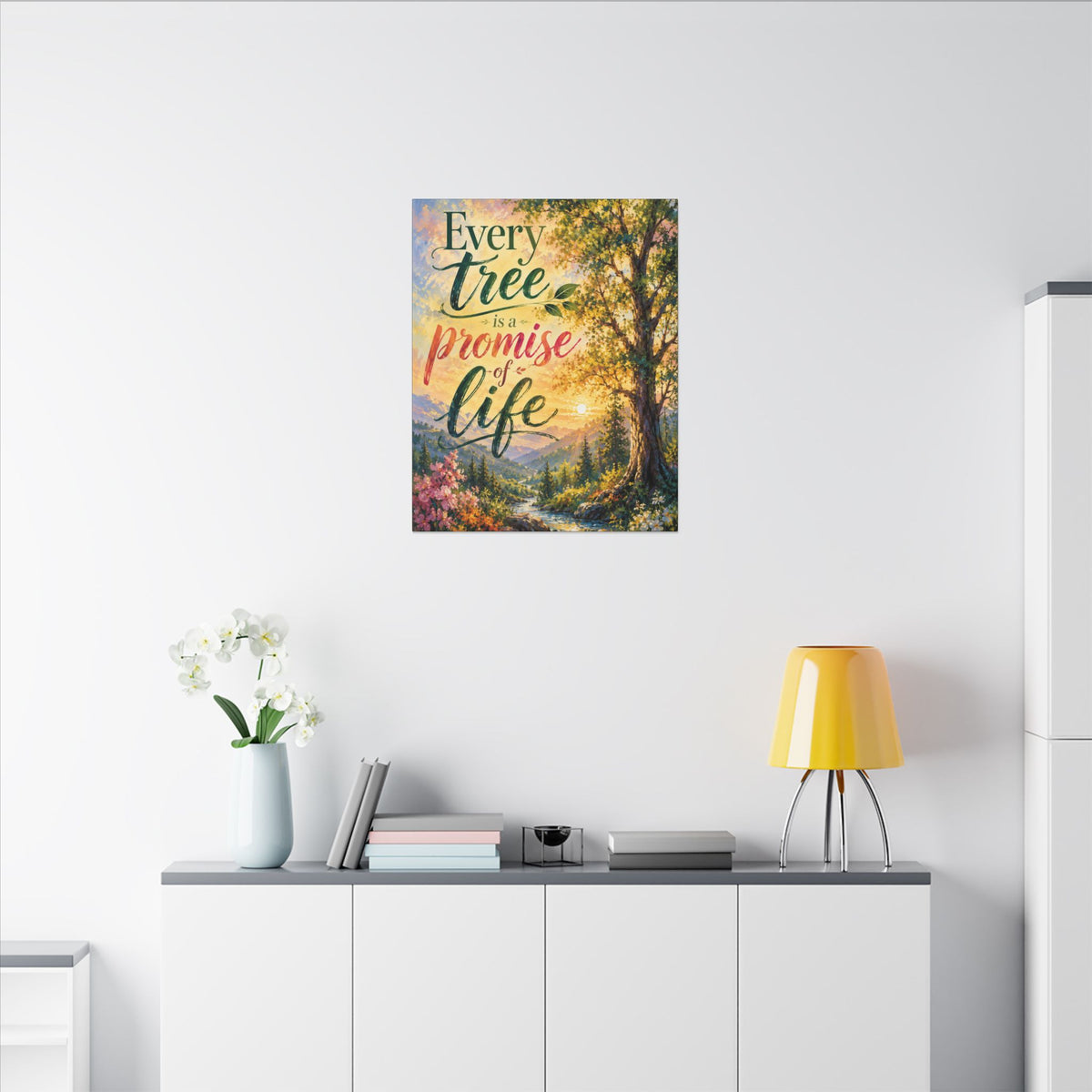 "EVERY TREE IS A PROMISE OF LIFE" (Impressionist art style). Earthsmart Eco Wall Art. (Stretched Canvas Print).