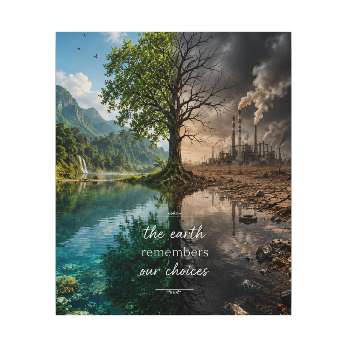 “THE EARTH REMEMBERS OUR CHOICES”. - Earthsmart Eco Art Wall Canvas.