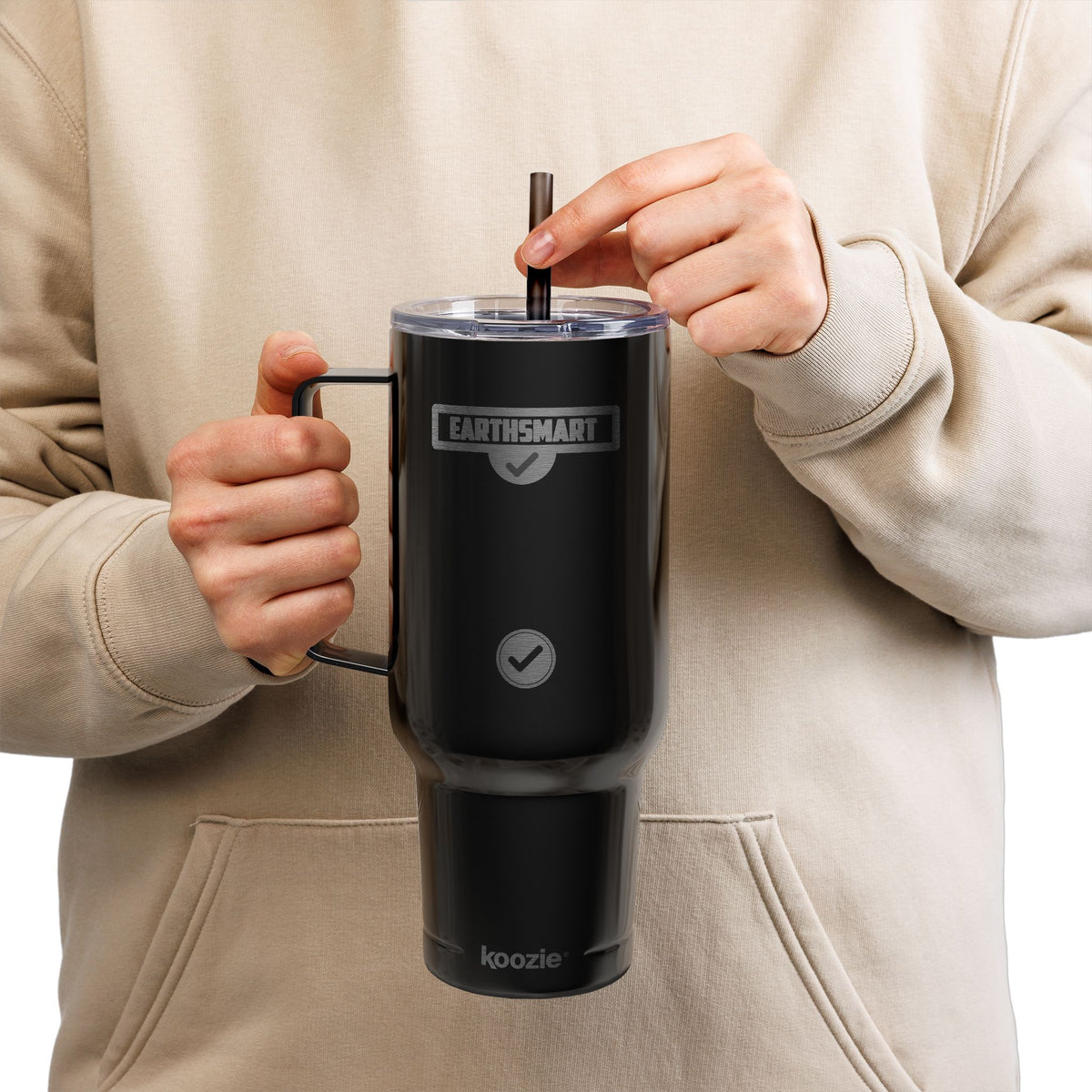 EARTHSMART Engraved Tumbler — 'ICONIC' LOGO -  RECYCLED STEEL & 100% RECYCLED PLASTIC. (1.82L).