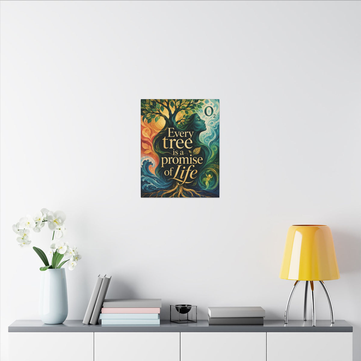 "EVERY TREE IS A PROMISE OF LIFE" (Contemporary art style). Earthsmart Eco Canvas Wall Art (Matte Stretched Print).