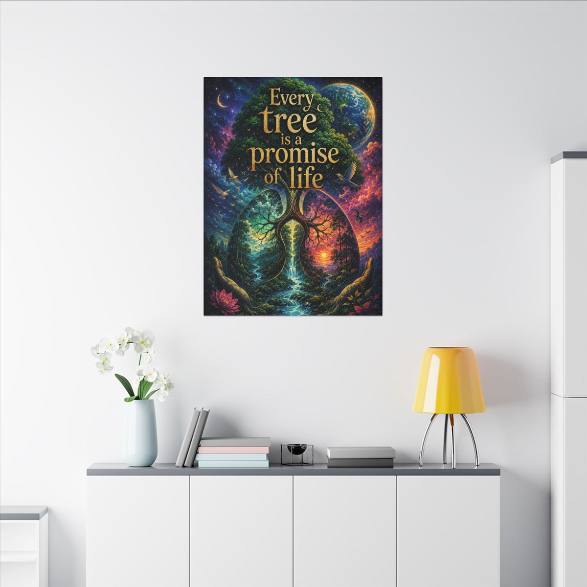 Copy of "EVERY TREE IS A PROMISE OF LIFE" (Surrealist art style). Earthsmart Eco Canvas Wall Art (Matte Stretched Print).