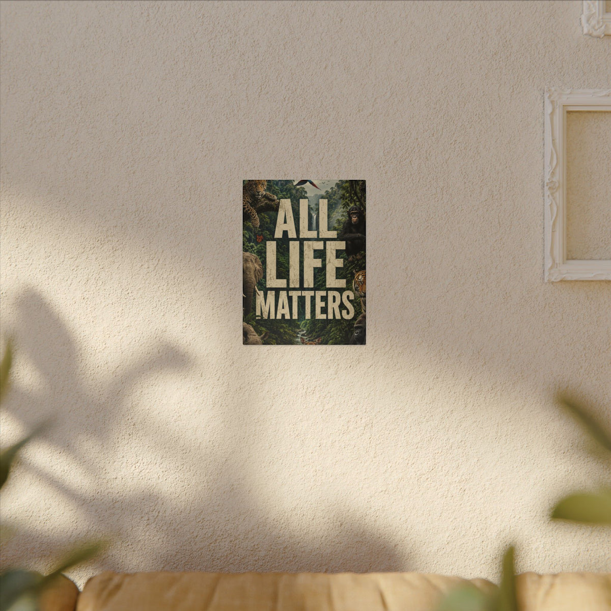 ALL LIFE MATTERS (Abstract art style) -  Earthsmart Canvas Wall Art. Jungle Wildlife ((Matte Stretched Print).