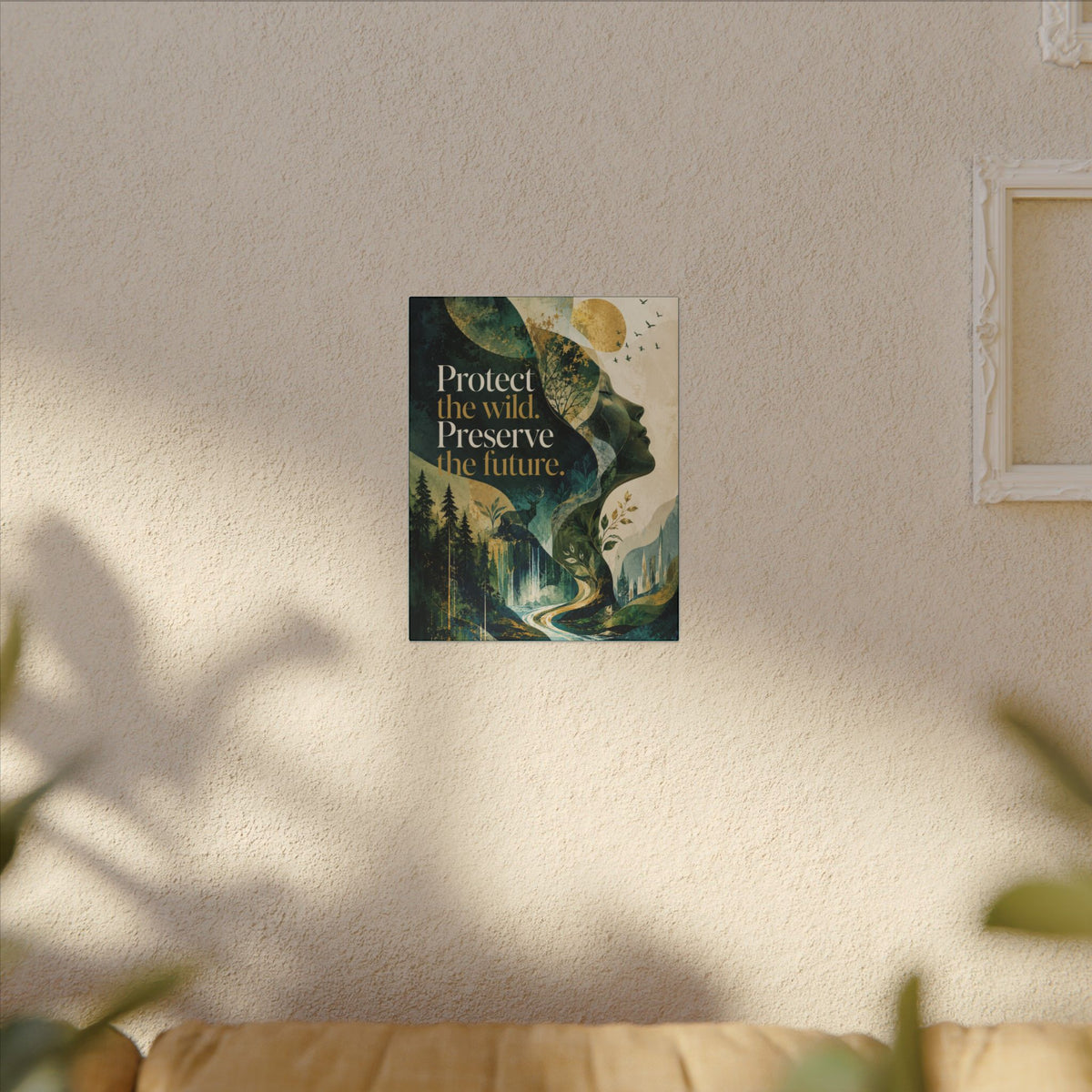"PROTECT THE WILD PRESERVE THE FUTURE" (Abstract art style). Earthsmart Eco Canvas Wall Art (Matte Stretched Print).