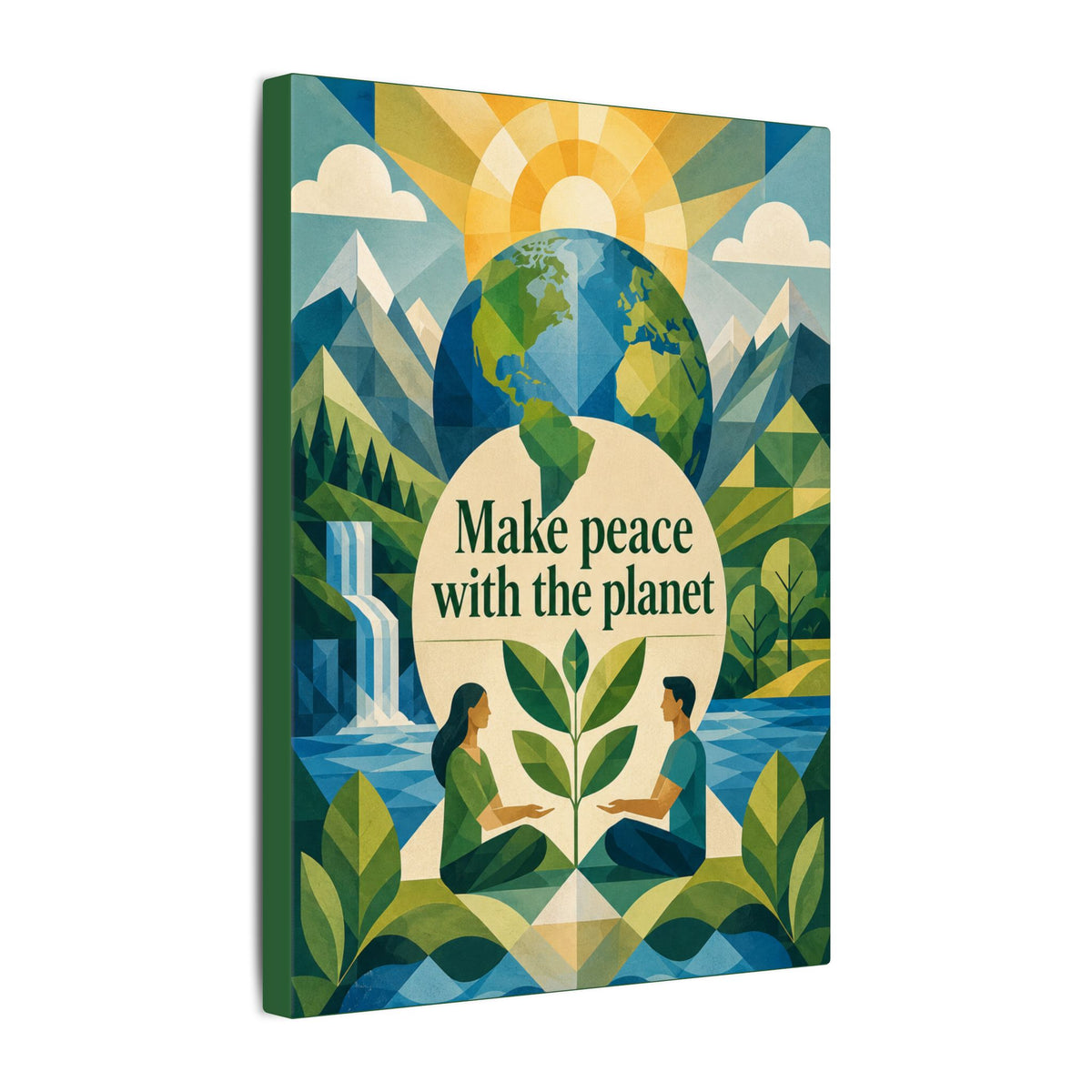 Copy of "MAKE PEACE WITH THE PLANET" (Minimalist art style). Earthsmart Eco Canvas Wall Art (Matte Stretched Print).