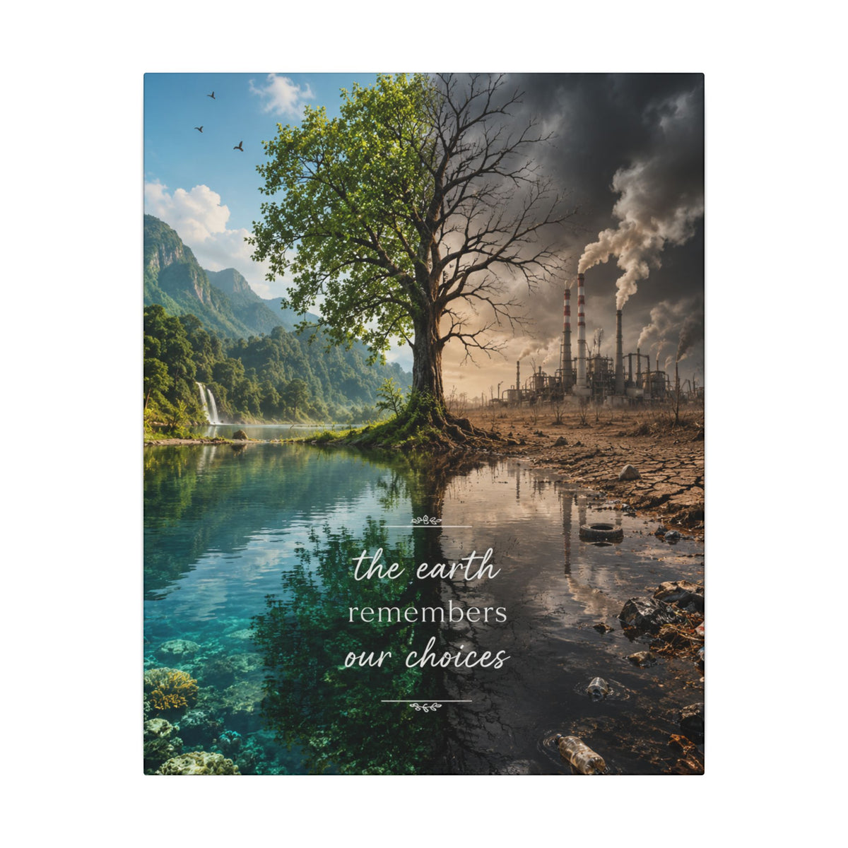 “THE EARTH REMEMBERS OUR CHOICES”. - Earthsmart Eco Art Wall Canvas.