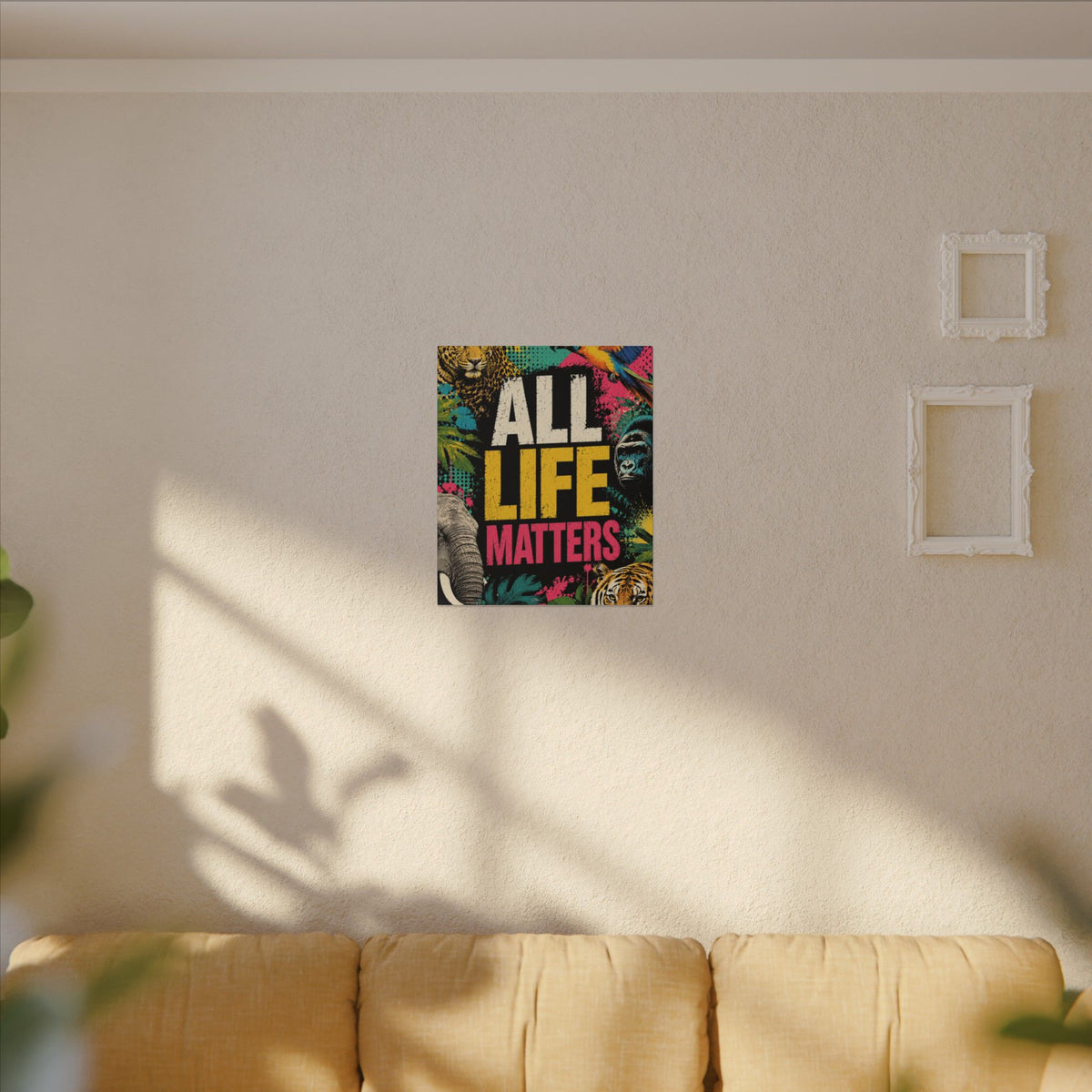 "ALL LIFE MATTERS" (Pop culture art style) - Earthsmart Canvas Wall Art. Jungle Wildlife. (Matte Stretched Print).