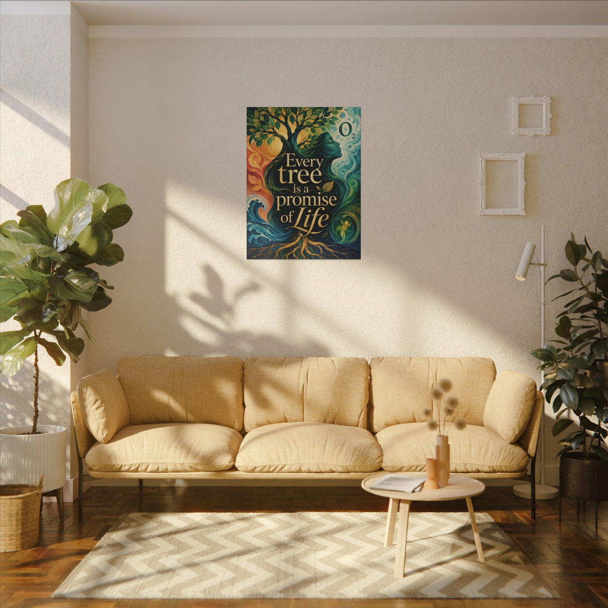 "EVERY TREE IS A PROMISE OF LIFE" (Contemporary art style). Earthsmart Eco Canvas Wall Art (Matte Stretched Print).