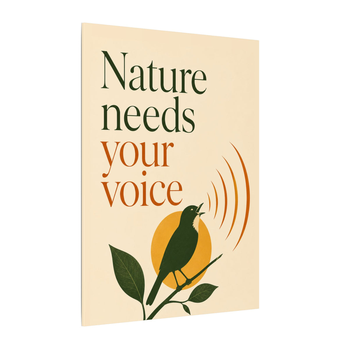 "NATURE NEEDS YOUR VOICE" (Minimalist art style). Earthsmart Eco Canvas Wall Art (Matte Stretched Print).