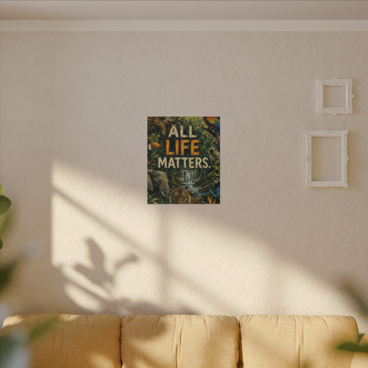 "ALL LIFE MATTERS" (Impressionist art style) — Earthsmart Canvas Wall Art. Jungle Wildlife. (Matte Stretched Print)
