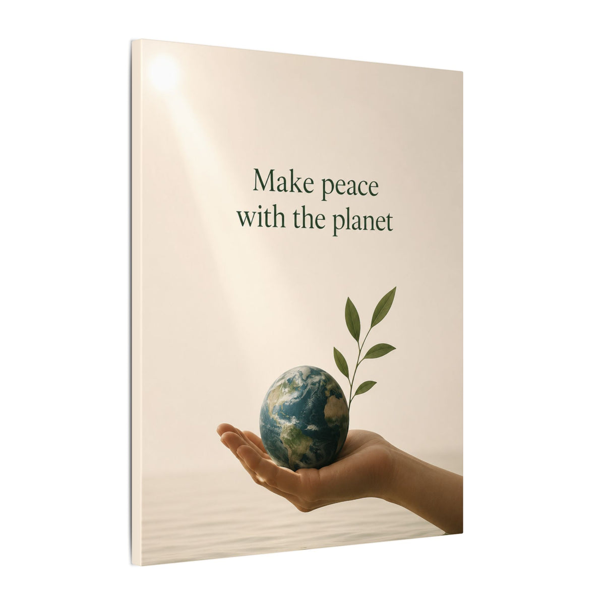 "MAKE PEACE WITH THE PLANET" (Minimalist art style). Earthsmart Eco Canvas Wall Art (Matte Stretched Print).