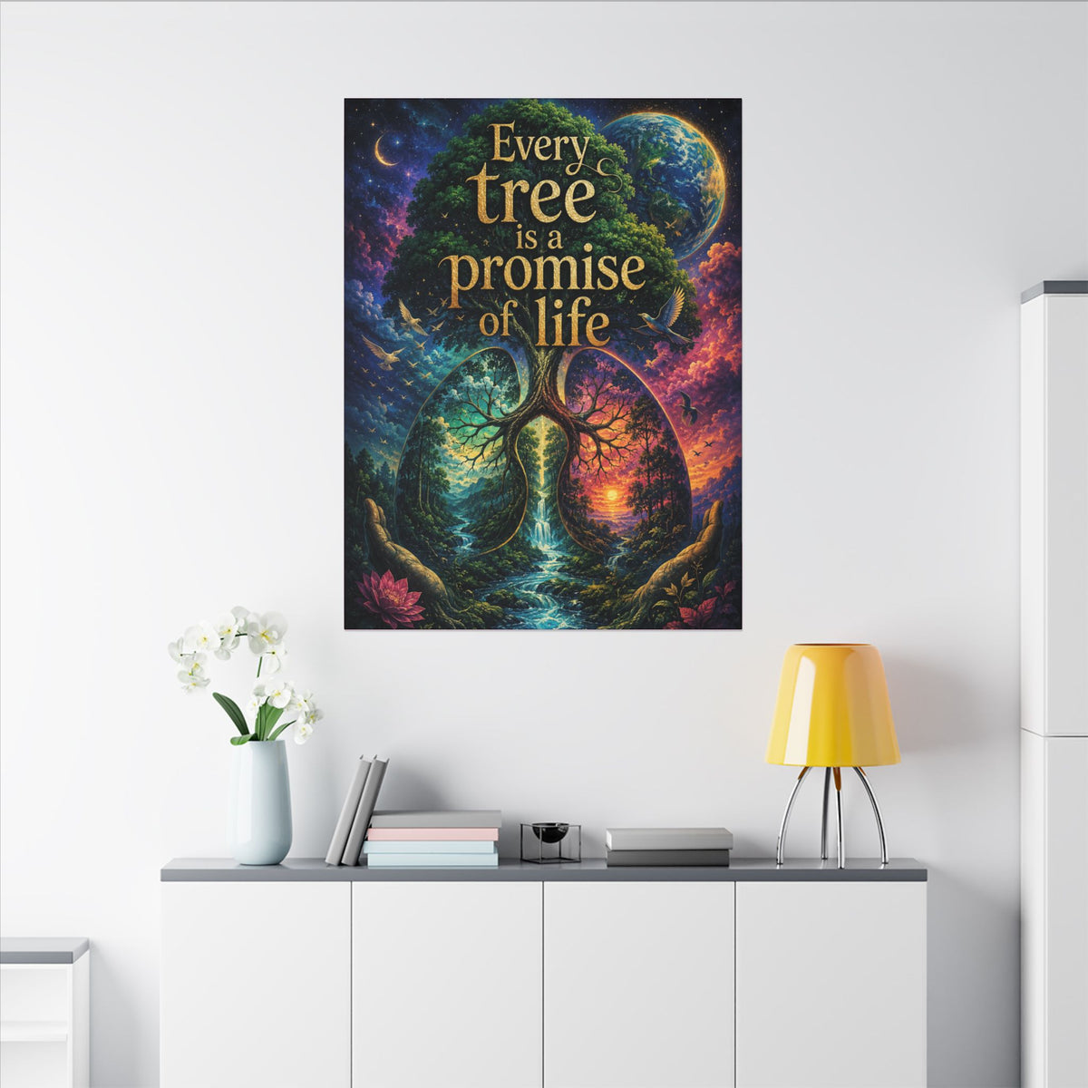 Copy of "EVERY TREE IS A PROMISE OF LIFE" (Surrealist art style). Earthsmart Eco Canvas Wall Art (Matte Stretched Print).