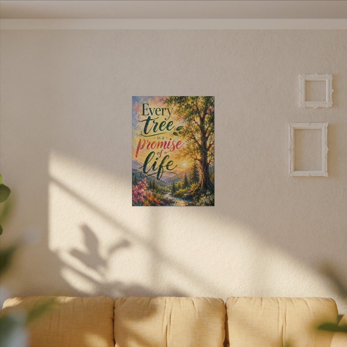 "EVERY TREE IS A PROMISE OF LIFE" (Impressionist art style). Earthsmart Eco Wall Art. (Stretched Canvas Print).