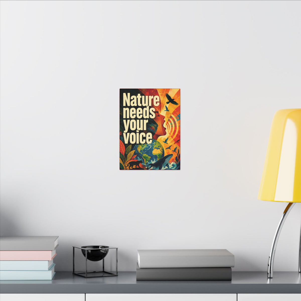 "NATURE NEEDS YOUR VOICE" (Contemporary art style). Earthsmart Eco Canvas Wall Art (Matte Stretched Print).