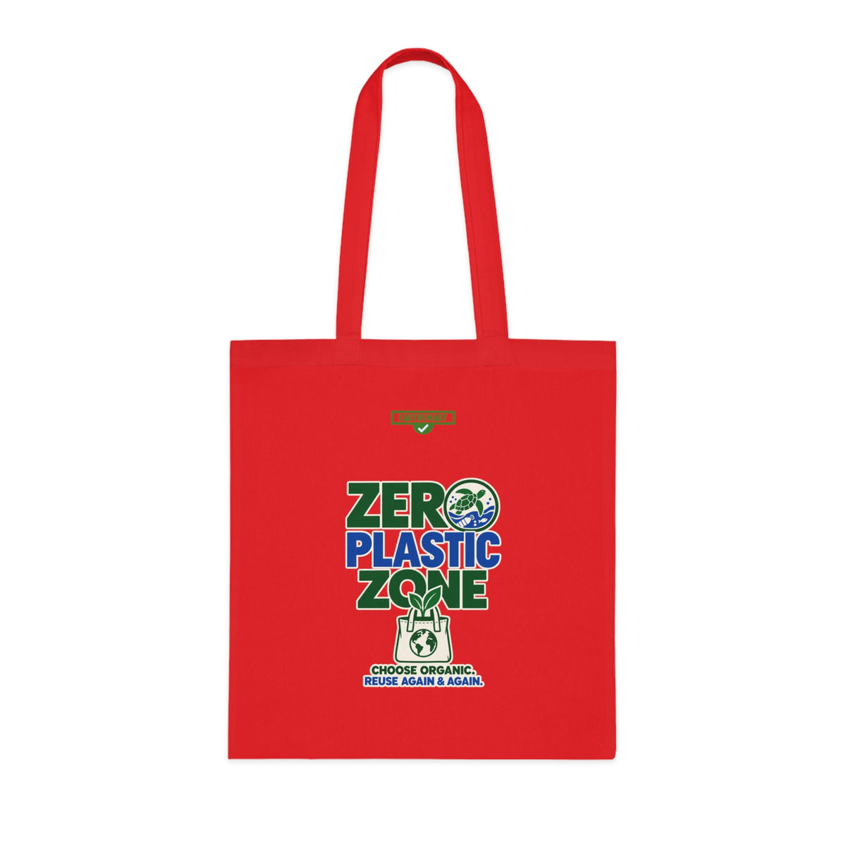 EARTHSMART 'ZERO PLASTIC ZONE' ECO TOTE BAG. 100% COTTON — (38cm x 42cm).