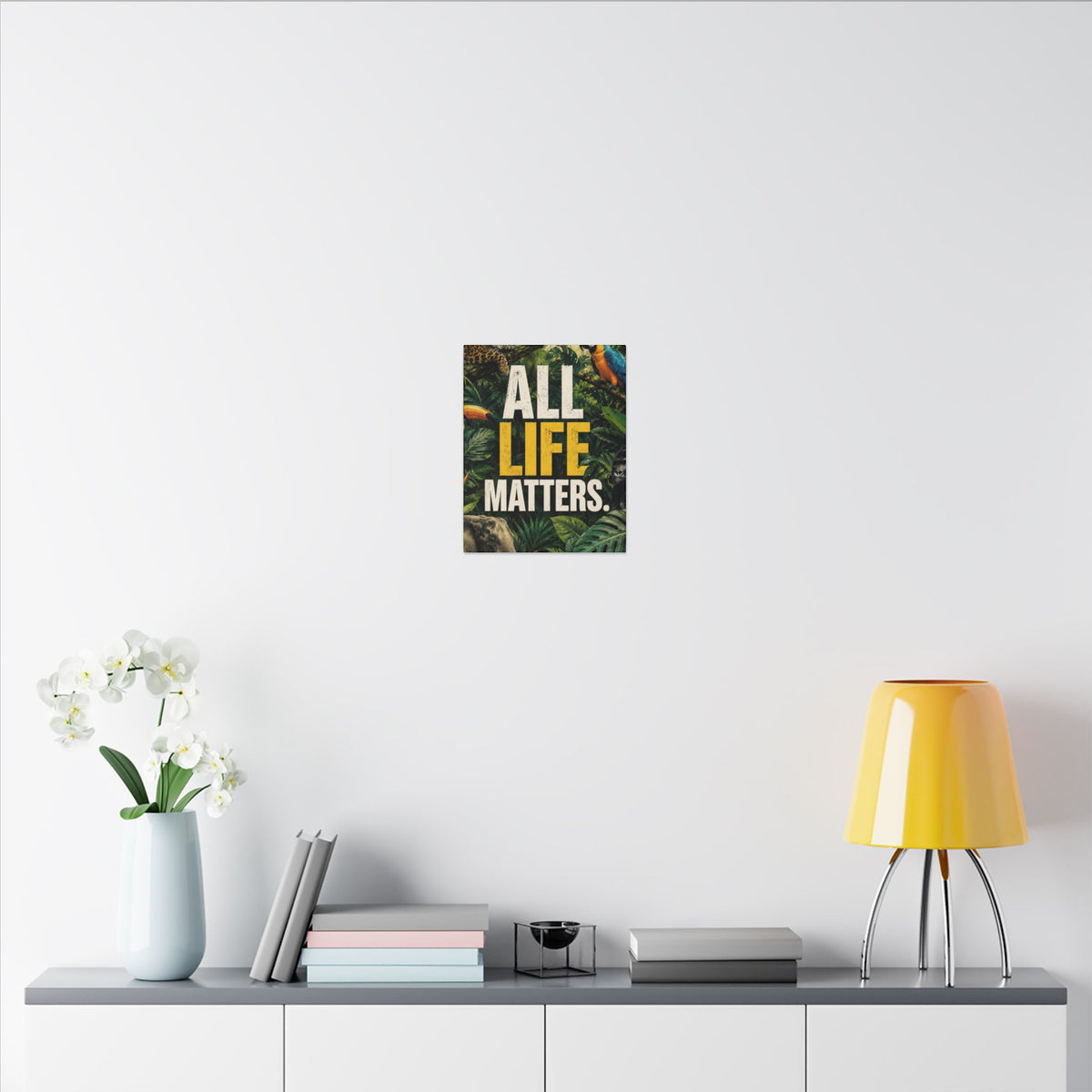 "ALL LIFE MATTERS" (Realist art style)  — Earthsmart Canvas Wall Art. Jungle Wildlife (Matte Stretched Canvas).