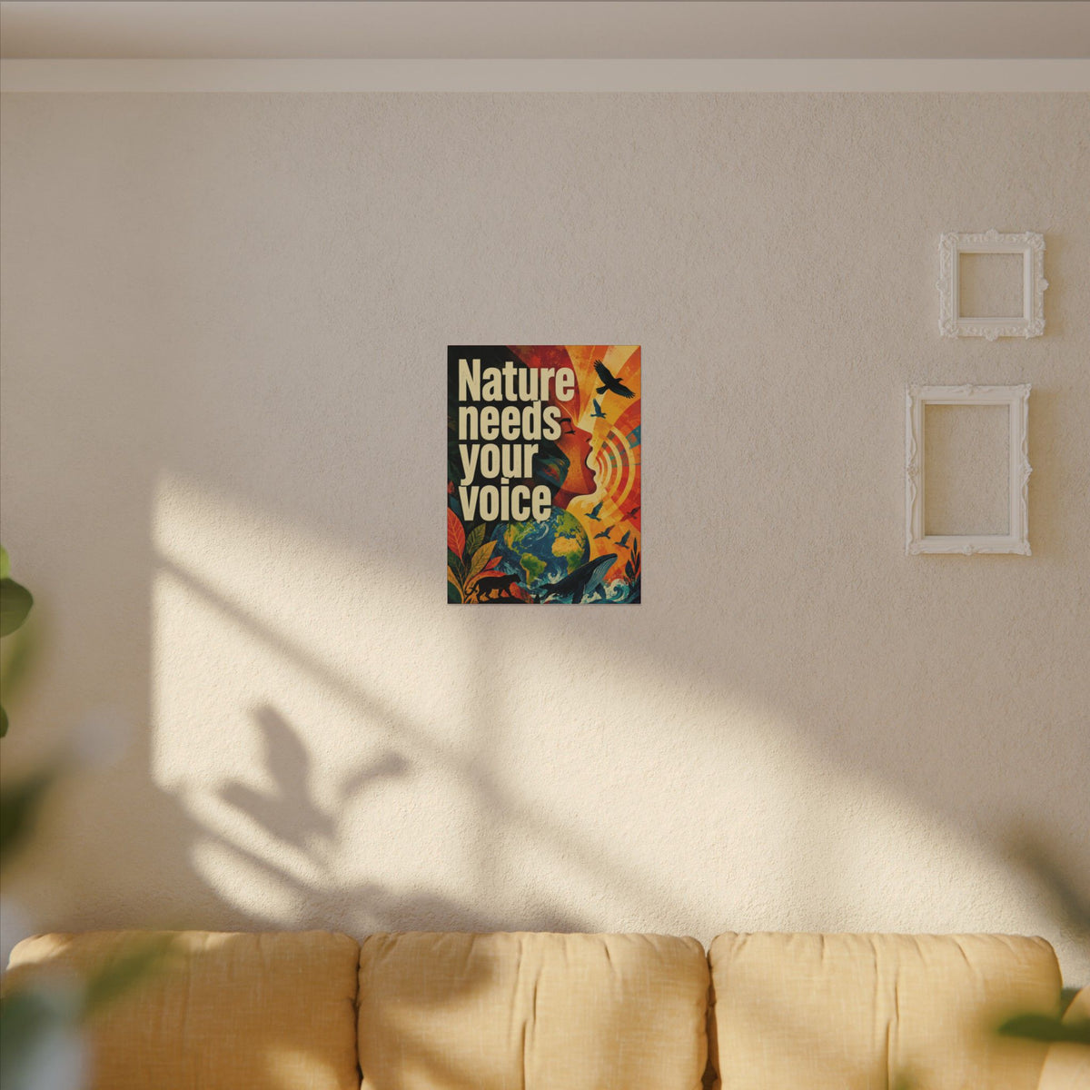 "NATURE NEEDS YOUR VOICE" (Contemporary art style). Earthsmart Eco Canvas Wall Art (Matte Stretched Print).