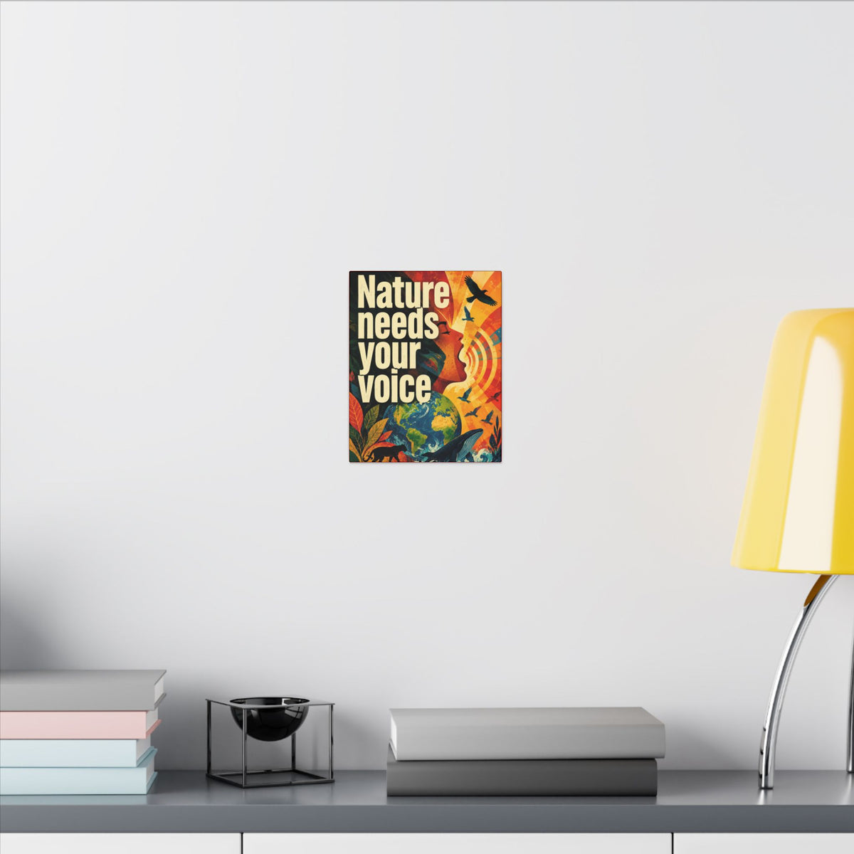 "NATURE NEEDS YOUR VOICE" (Contemporary art style). Earthsmart Eco Canvas Wall Art (Matte Stretched Print).