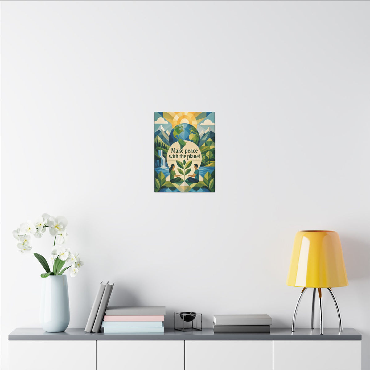 Copy of "MAKE PEACE WITH THE PLANET" (Minimalist art style). Earthsmart Eco Canvas Wall Art (Matte Stretched Print).