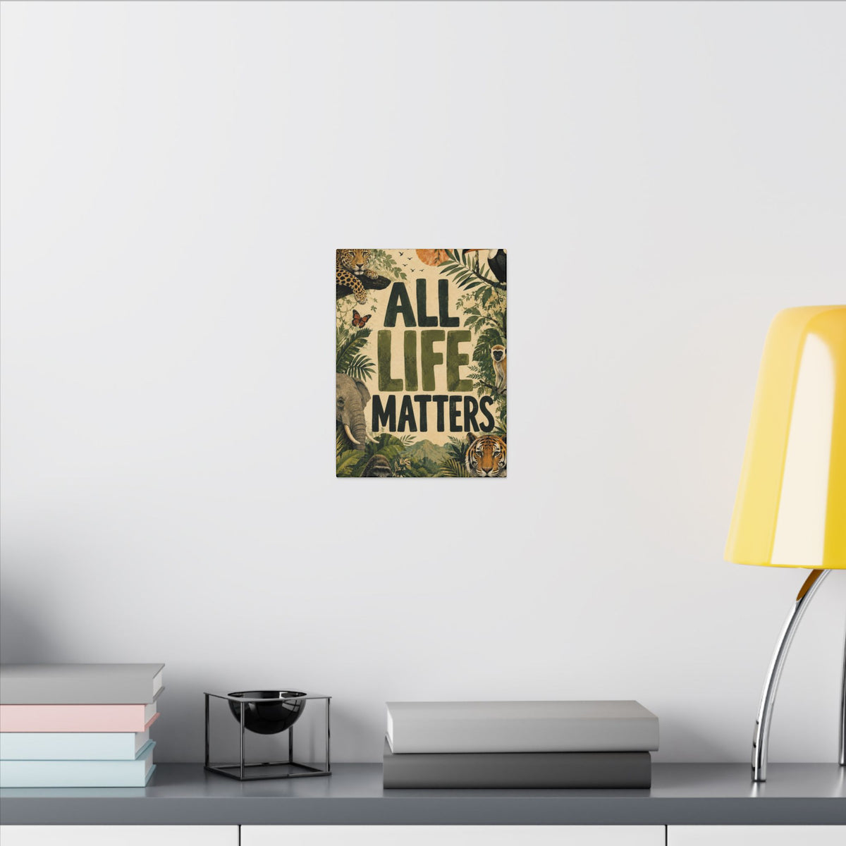 "ALL LIFE MATTERS" (Organic art style) Earthsmart Canvas Wall Art — Jungle Wildlife. (Matte Stretched Print)