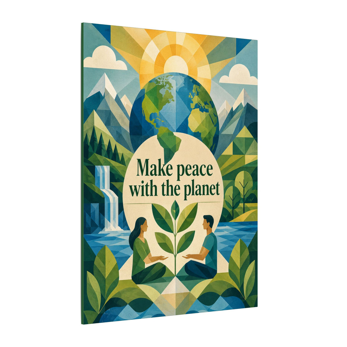 Copy of "MAKE PEACE WITH THE PLANET" (Minimalist art style). Earthsmart Eco Canvas Wall Art (Matte Stretched Print).