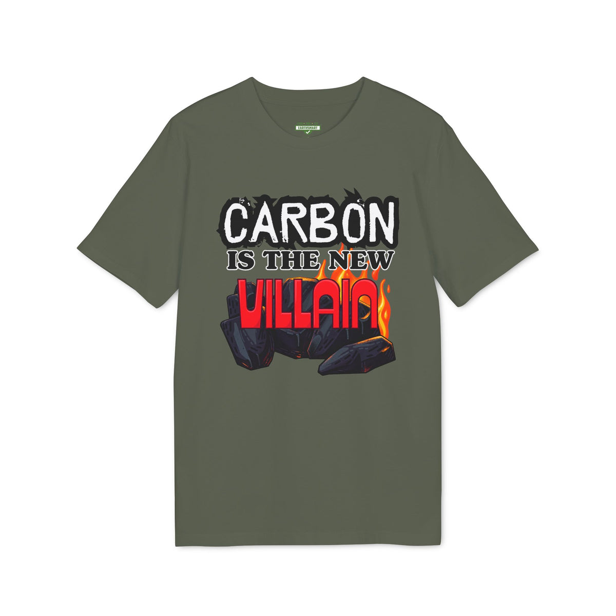 Earthsmart 'EARTH MOOD' Tee — "CARBON IS THE NEW VILLIAN". (UNISEX).
