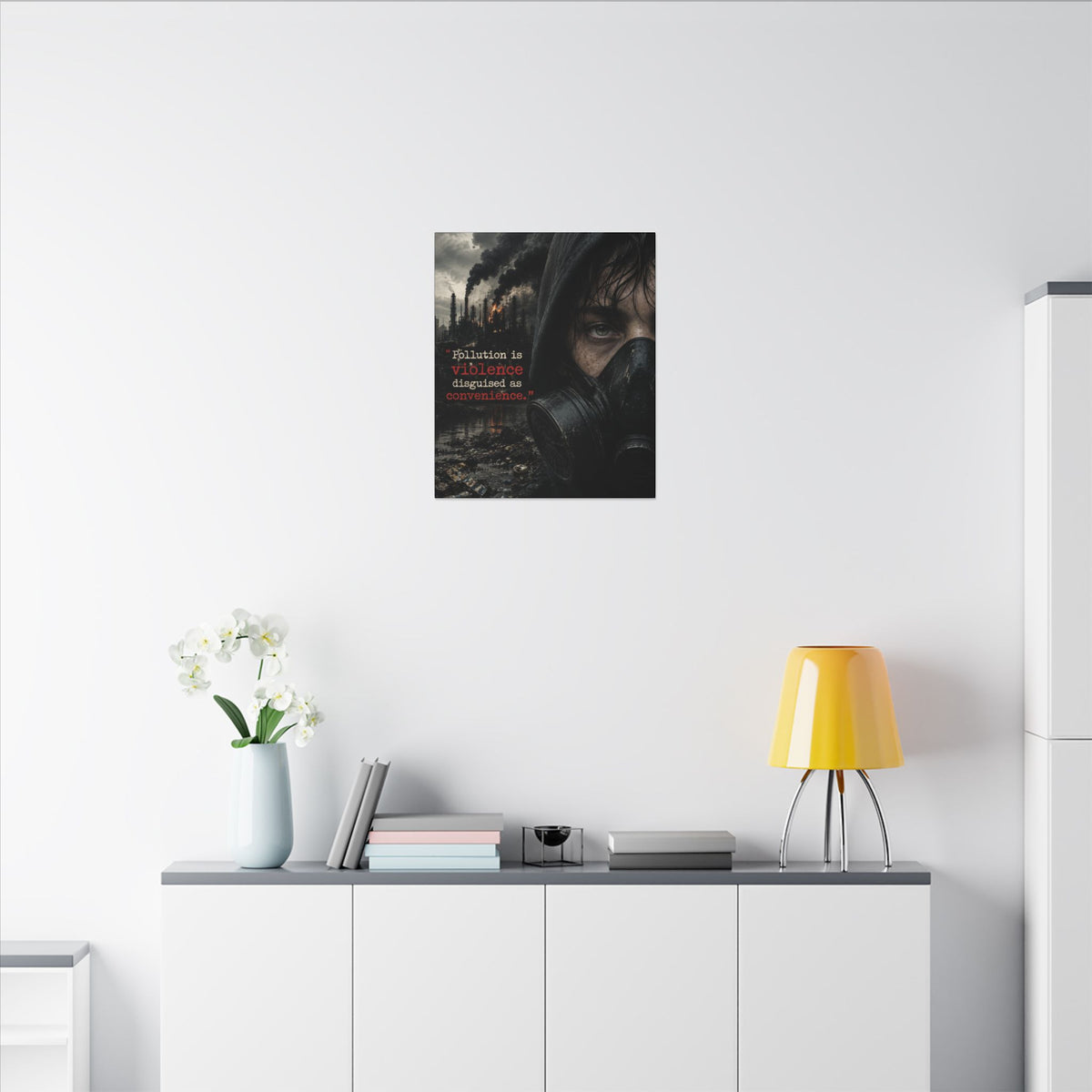 "POLLUTION IS VIOLENCE DISGUISED AS CONVENIENCE" (Dark Reality) - Earthsmart Canvas Wall Art.