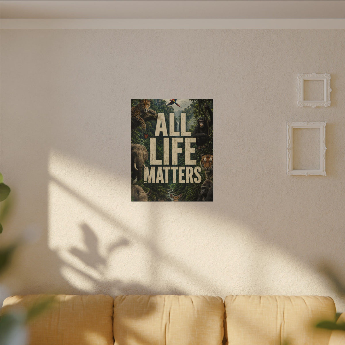 ALL LIFE MATTERS (Abstract art style) -  Earthsmart Canvas Wall Art. Jungle Wildlife ((Matte Stretched Print).