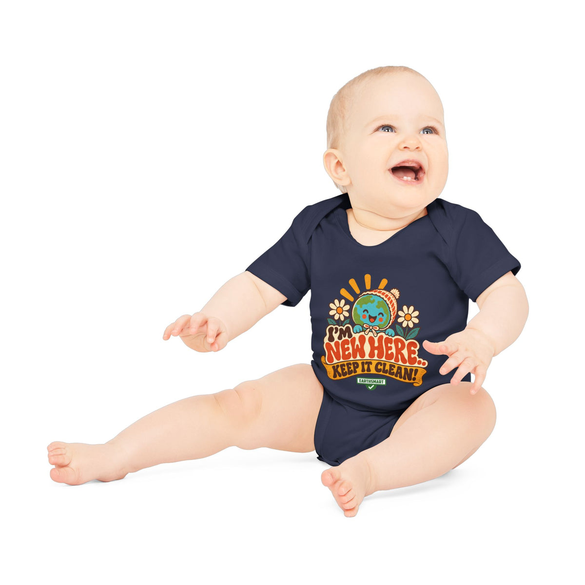 EARTHSMART BABY BODYSUIT — I'M NEW HERE, KEEP IT CLEAN -  ECO-FRIENDLY ORGANIC ONESIE (UNISEX) (0 - 18 MONTHS)