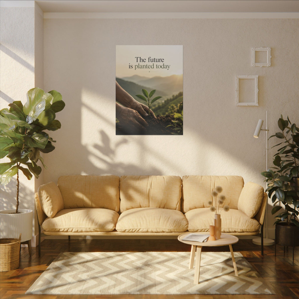"THE FUTURE IS PLANTED TODAY". Earthsmart Eco Canvas Wall Art (Matte Stretched Print).