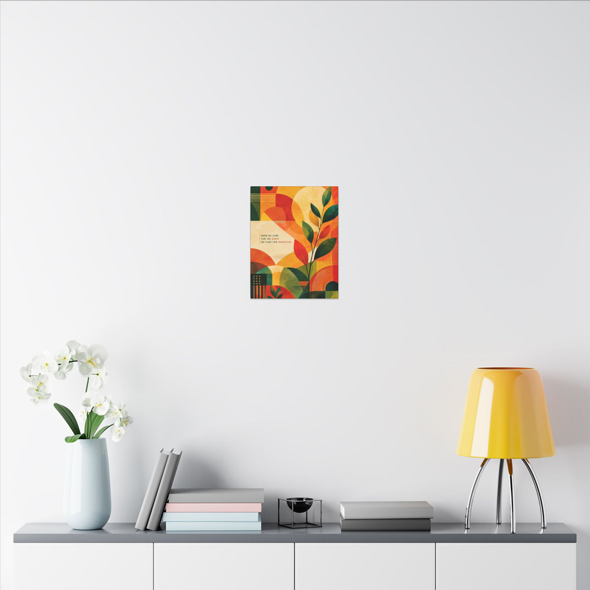 "WHEN WE CARE FOR EARTH, WE CARE FOR OURSELVES" (Botanical Abstract art). Earthsmart Eco Wall Art.