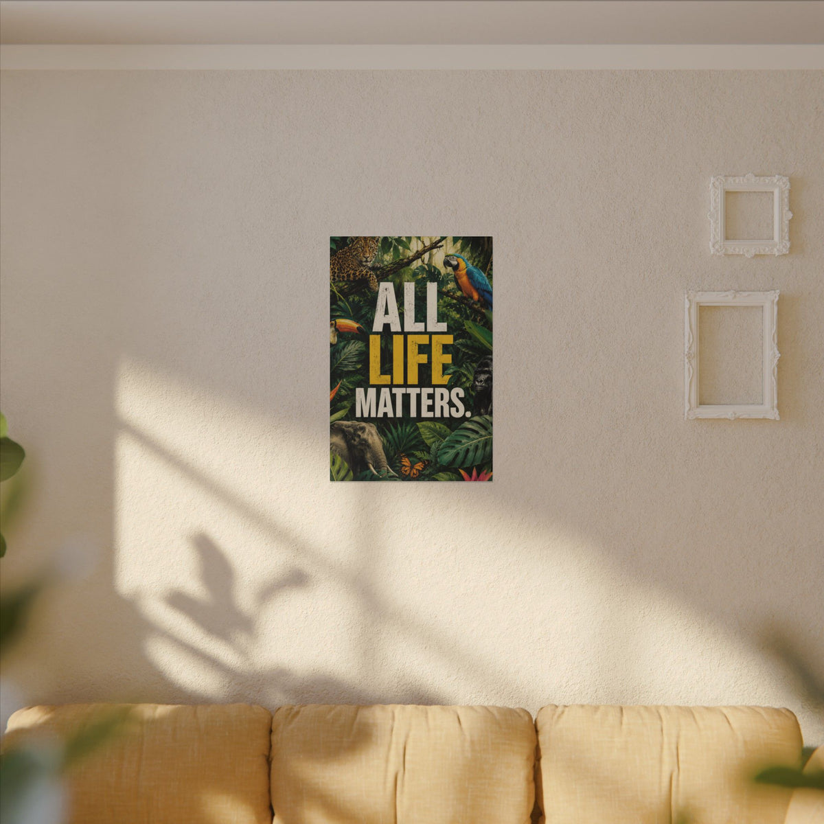 "ALL LIFE MATTERS" (Realist art style)  — Earthsmart Canvas Wall Art. Jungle Wildlife (Matte Stretched Canvas).