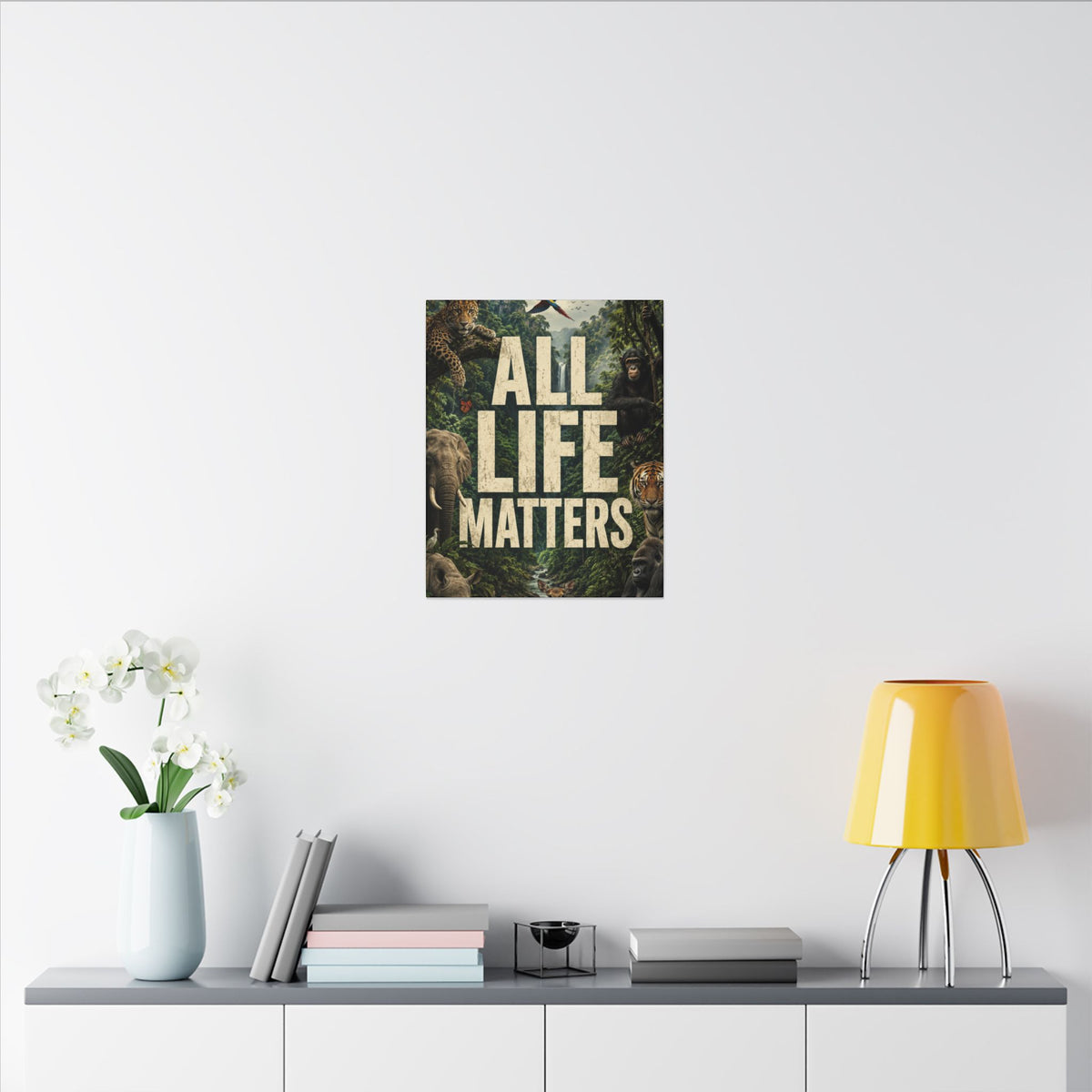 ALL LIFE MATTERS (Abstract art style) -  Earthsmart Canvas Wall Art. Jungle Wildlife ((Matte Stretched Print).