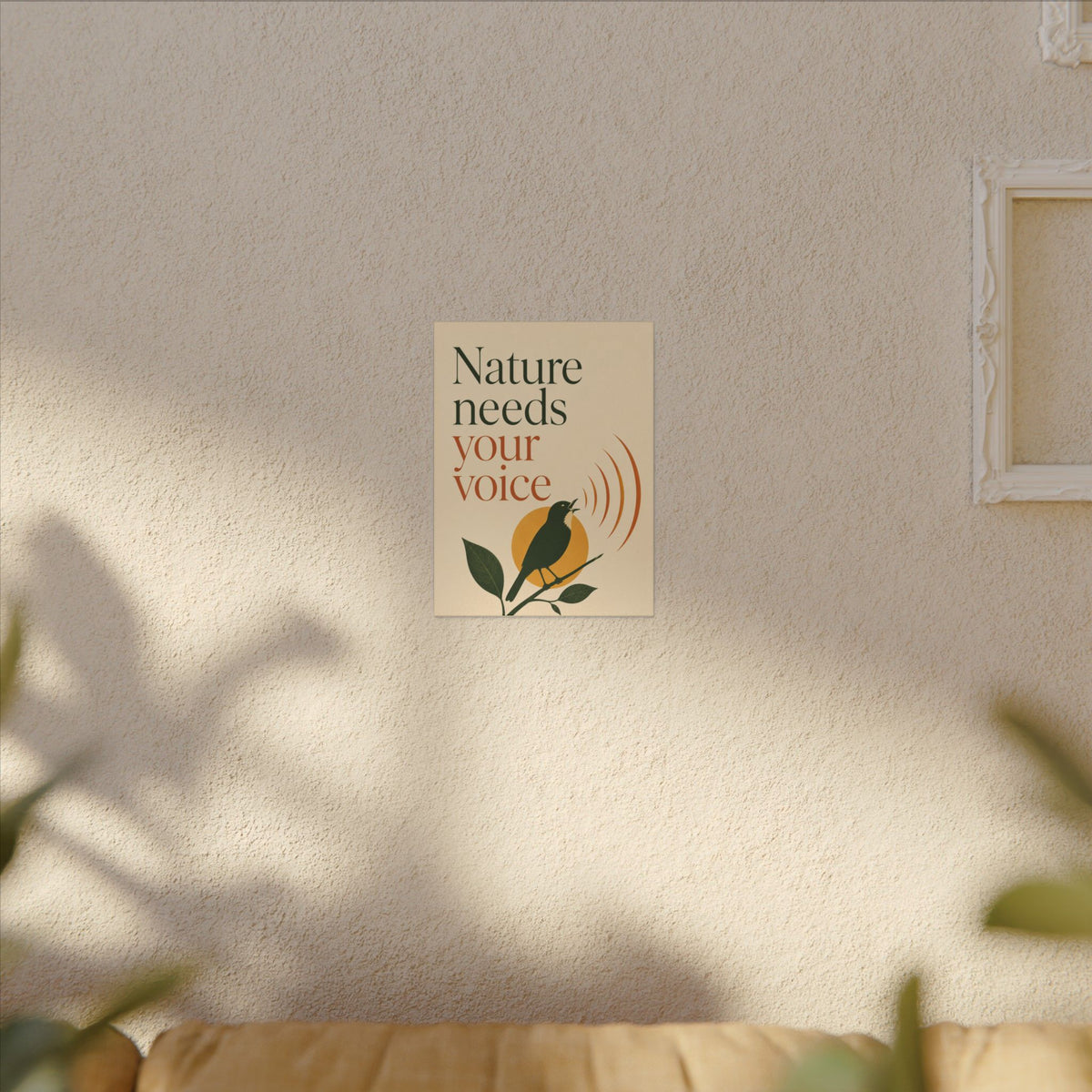 "NATURE NEEDS YOUR VOICE" (Minimalist art style). Earthsmart Eco Canvas Wall Art (Matte Stretched Print).
