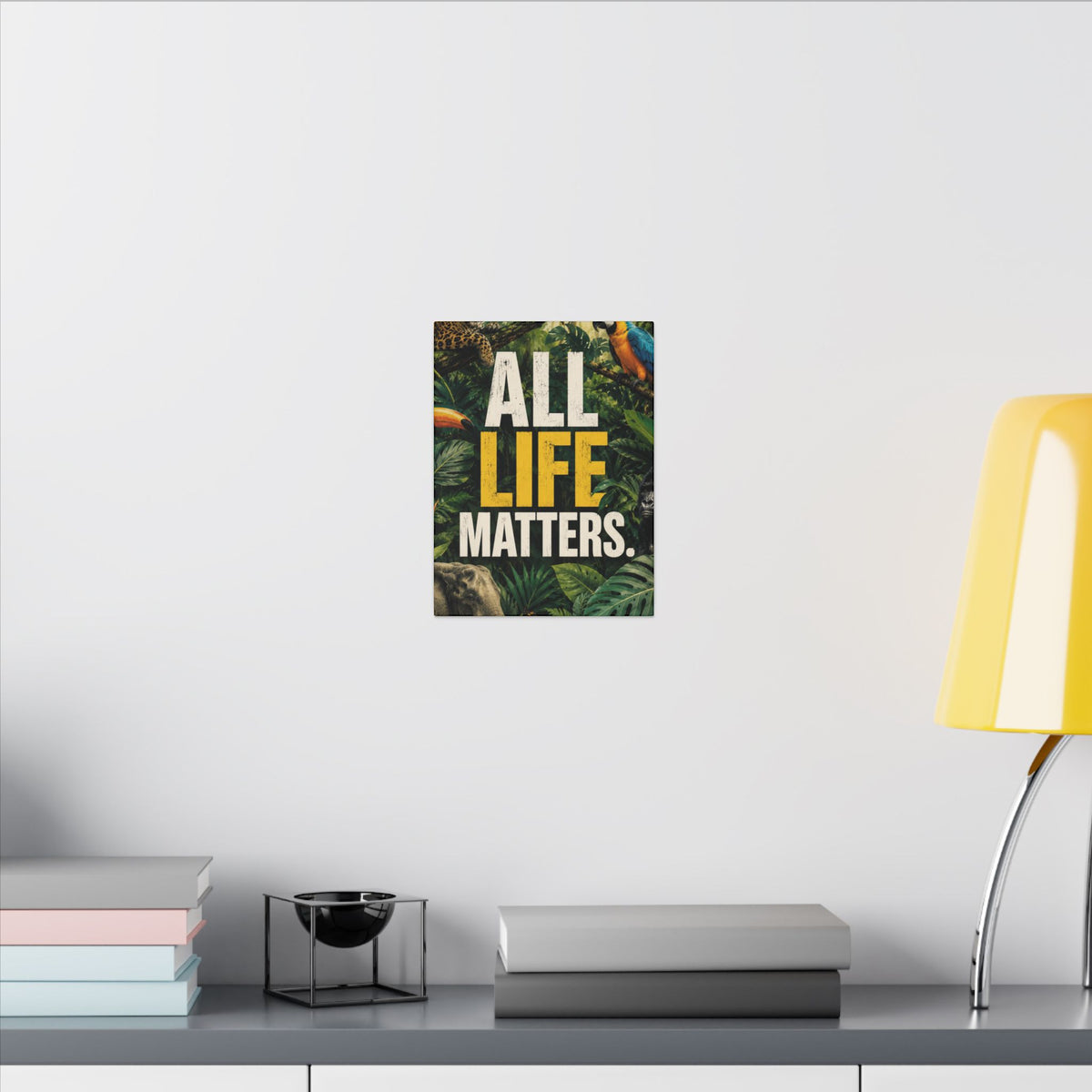 "ALL LIFE MATTERS" (Realist art style)  — Earthsmart Canvas Wall Art. Jungle Wildlife (Matte Stretched Canvas).