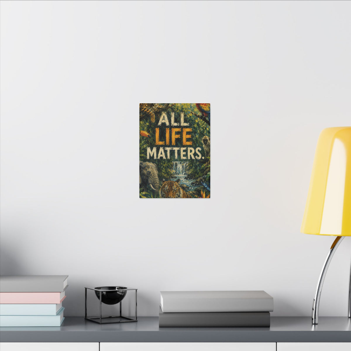 "ALL LIFE MATTERS" (Impressionist art style) — Earthsmart Canvas Wall Art. Jungle Wildlife. (Matte Stretched Print)